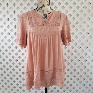 Knox Rose L Peachtree Eyelet Top NWT #7358